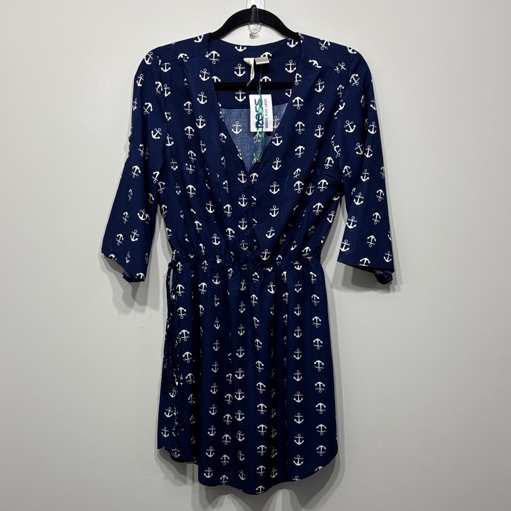 Mimi Chica Navy Anchor Print Dress